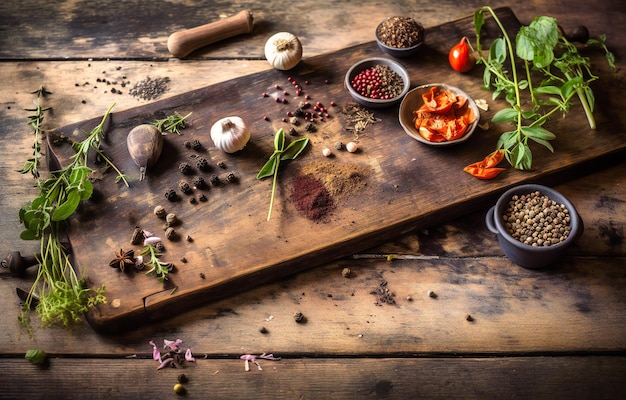 Zestaw przypraw i składników na blacie